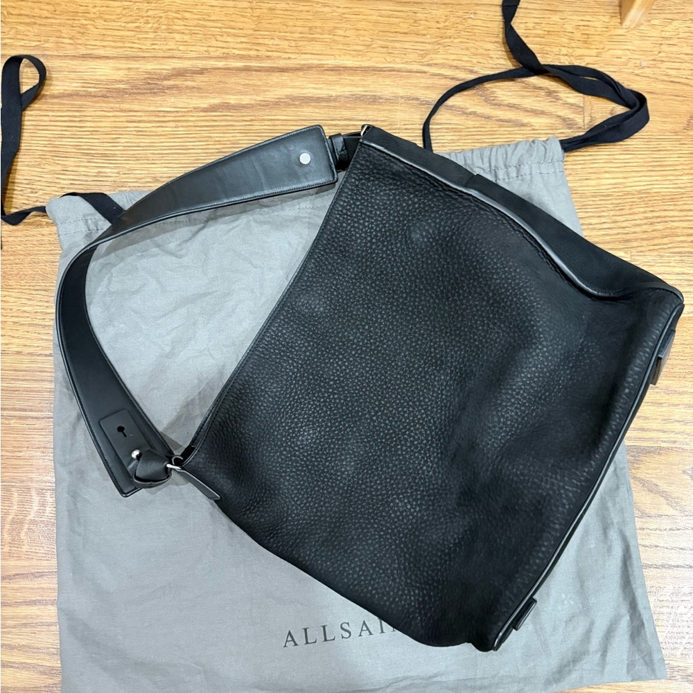 All Saints Black Echo N/W Tote Hobo Bag